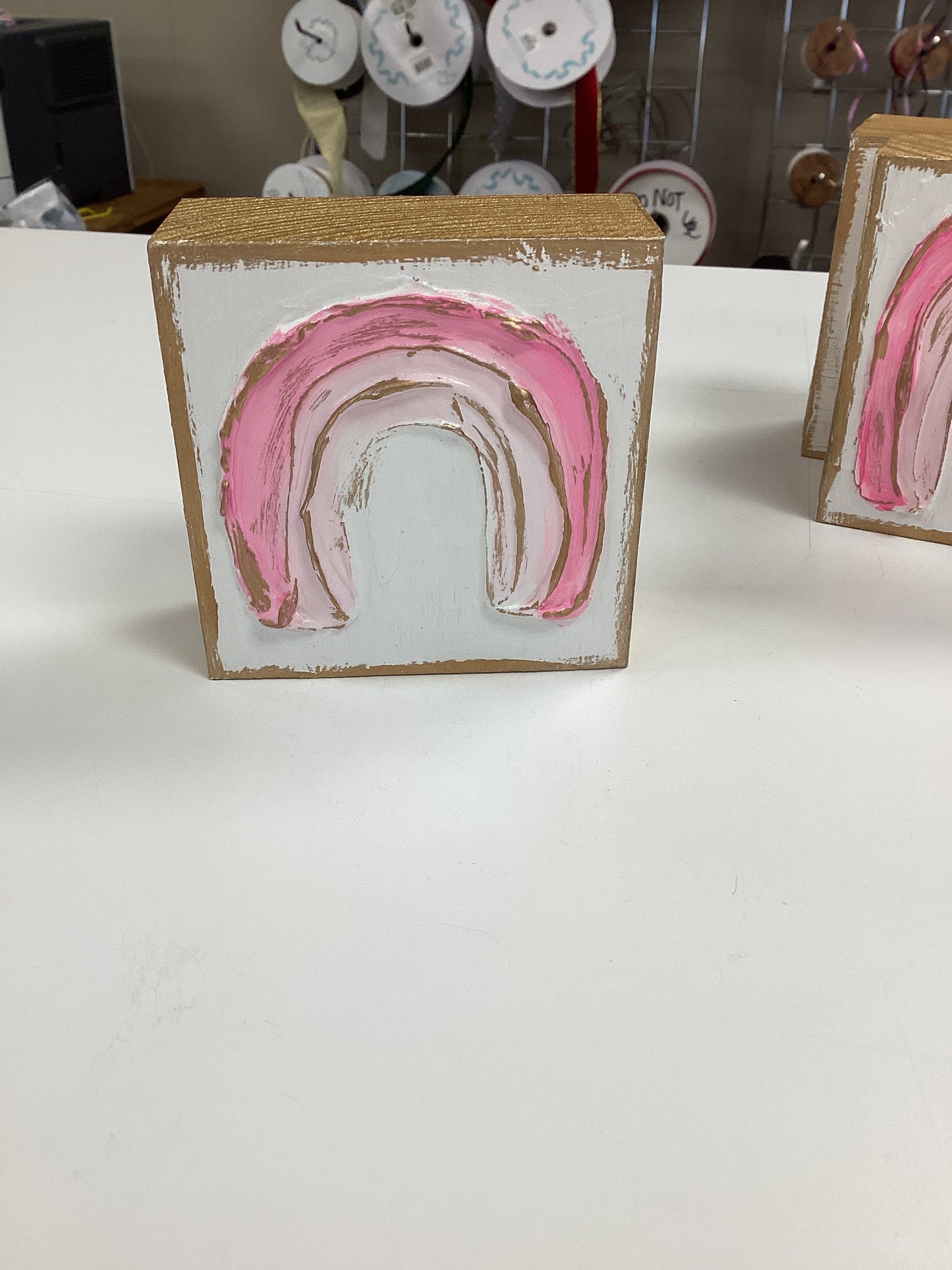 Rainbow painted blocks - pink