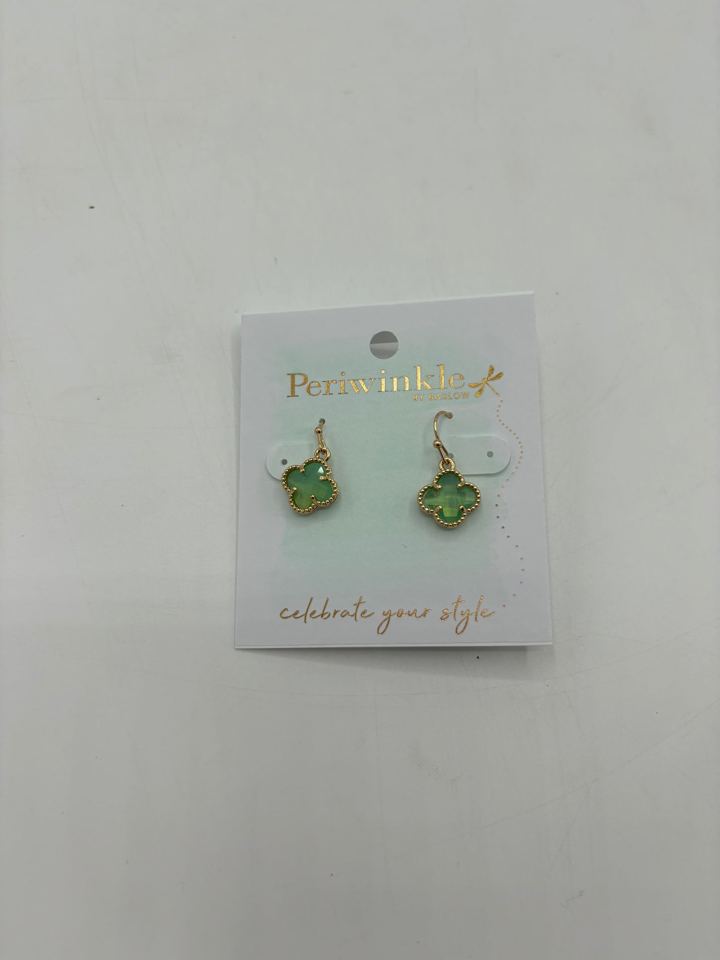 Gold Gemstone Clover Earrings