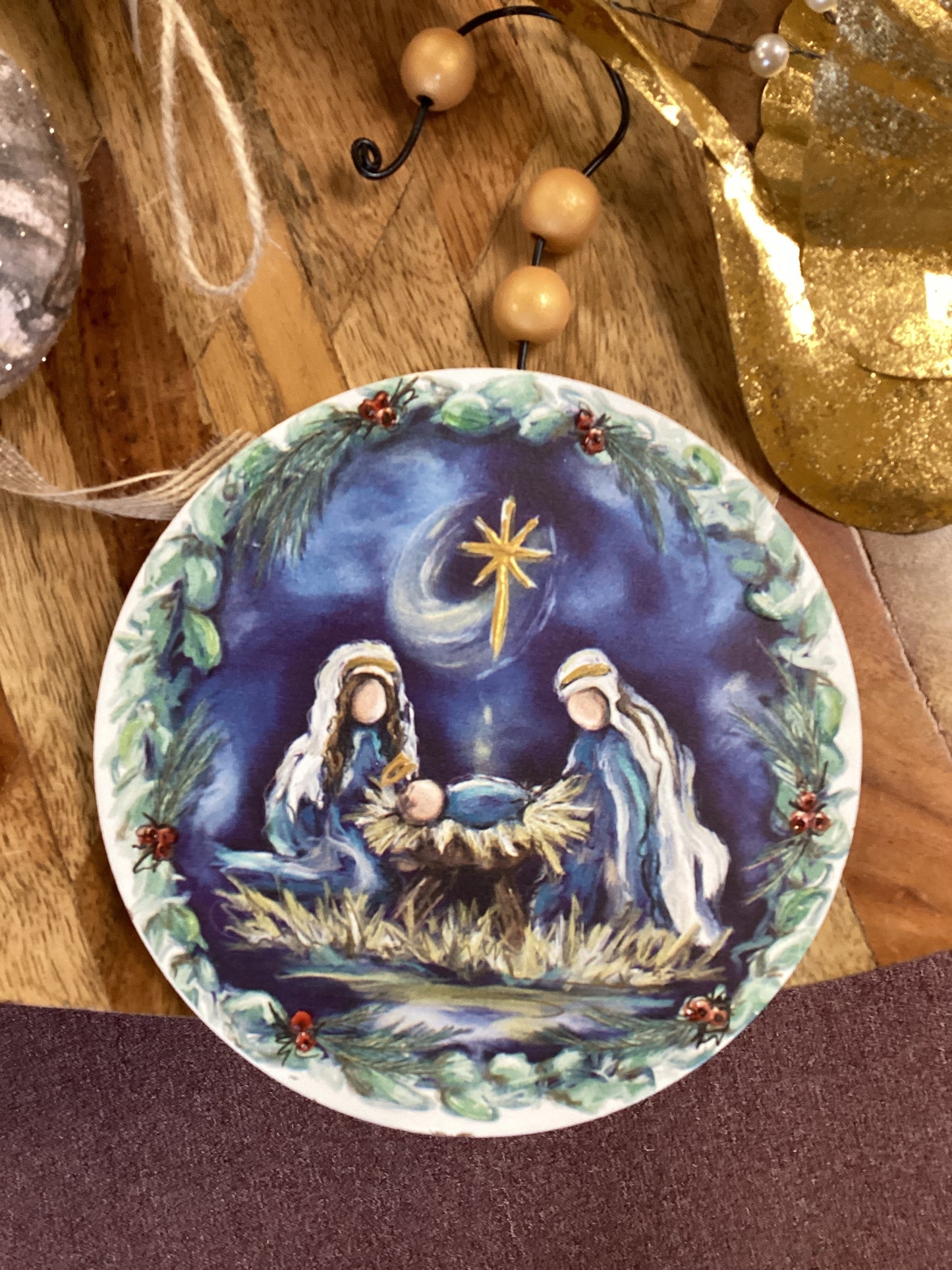 Wooden Nativity Scene Ornament