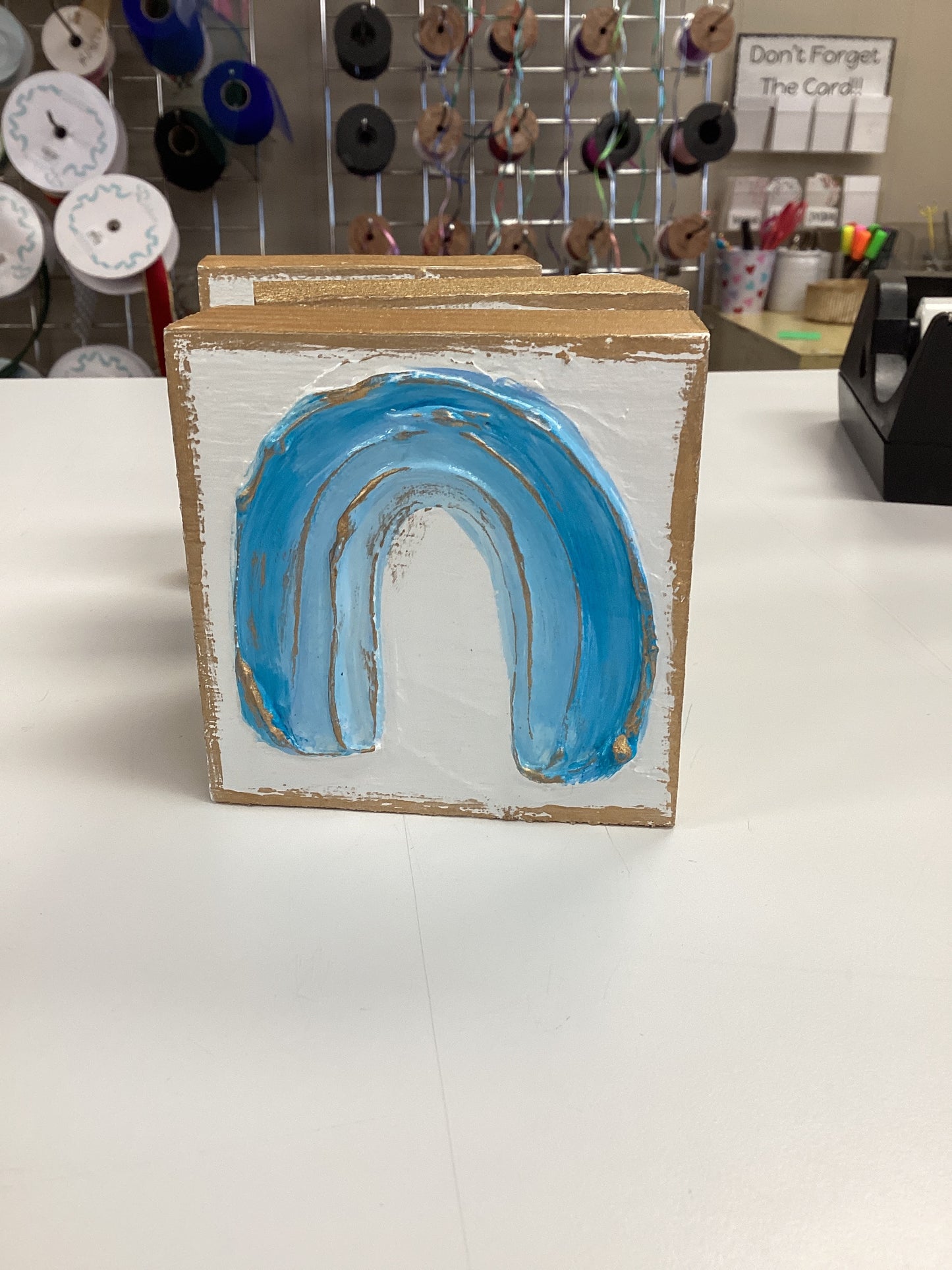 Hand painted rainbow-blue