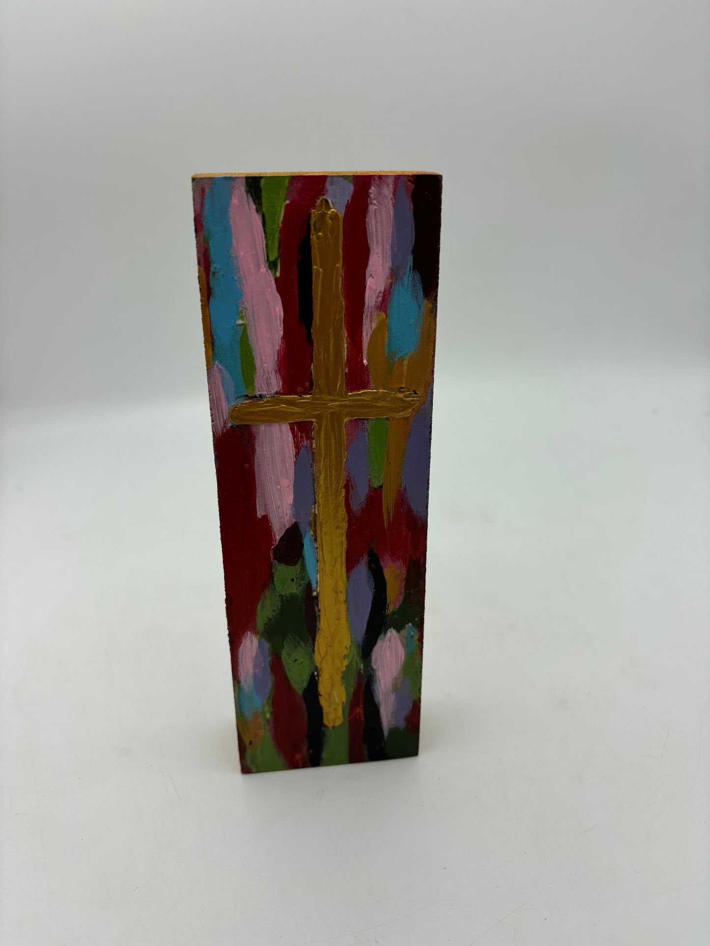 Handpainted Multicolor Wood Cross