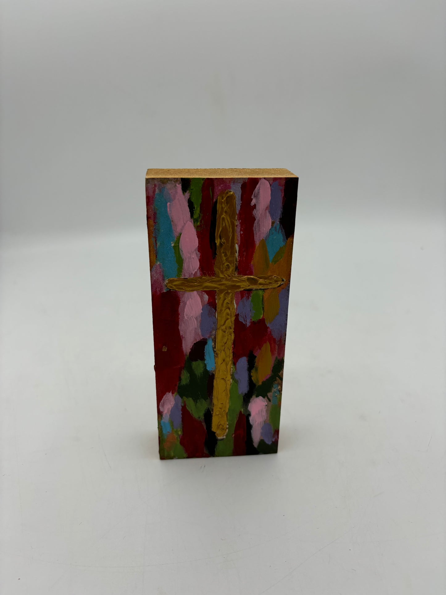Handpainted Multicolor Wood Cross