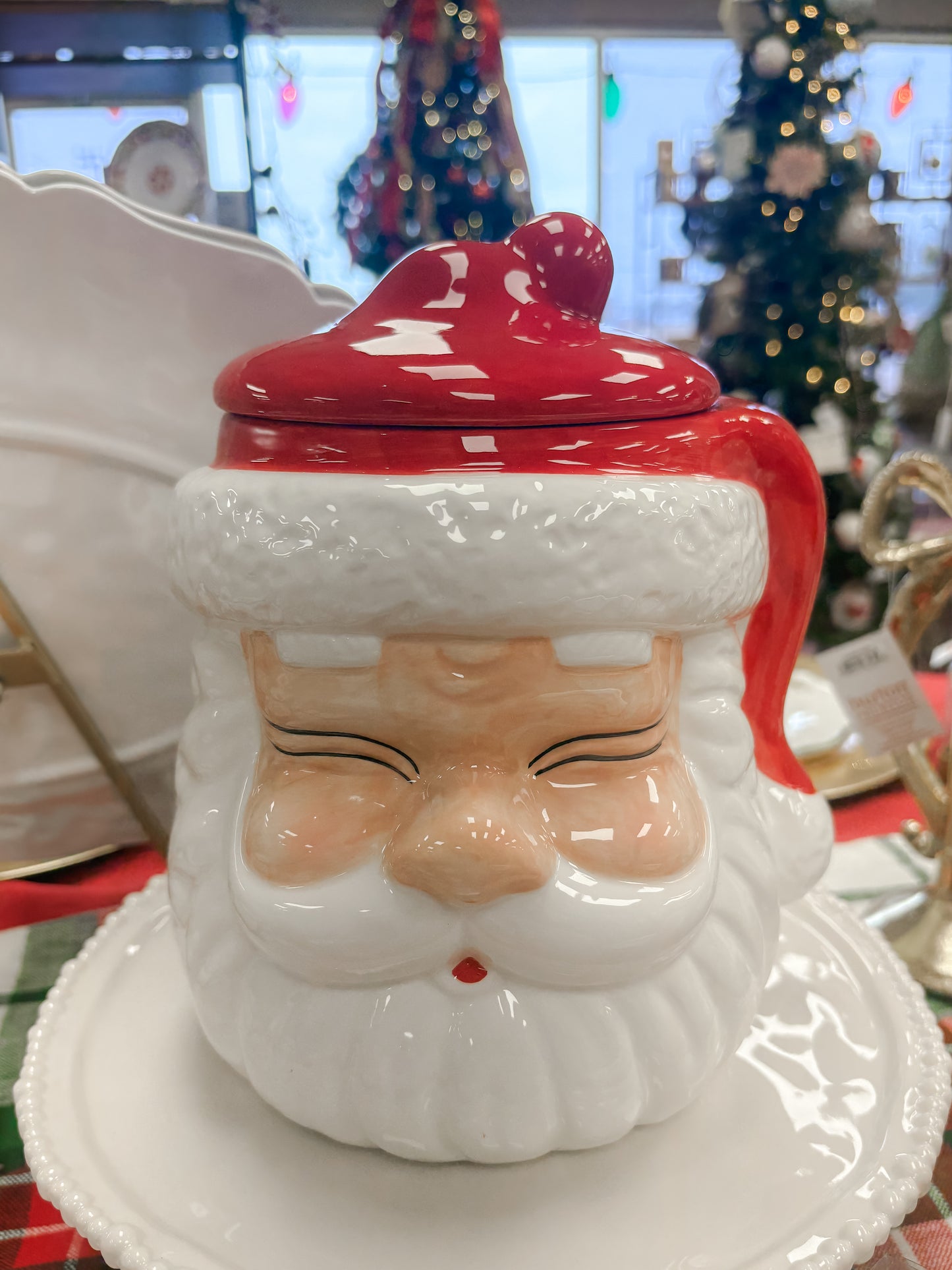 Cookie Jar- Santa- Red