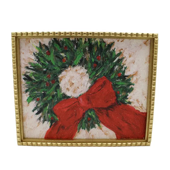 Framed Wreath with Red Bow