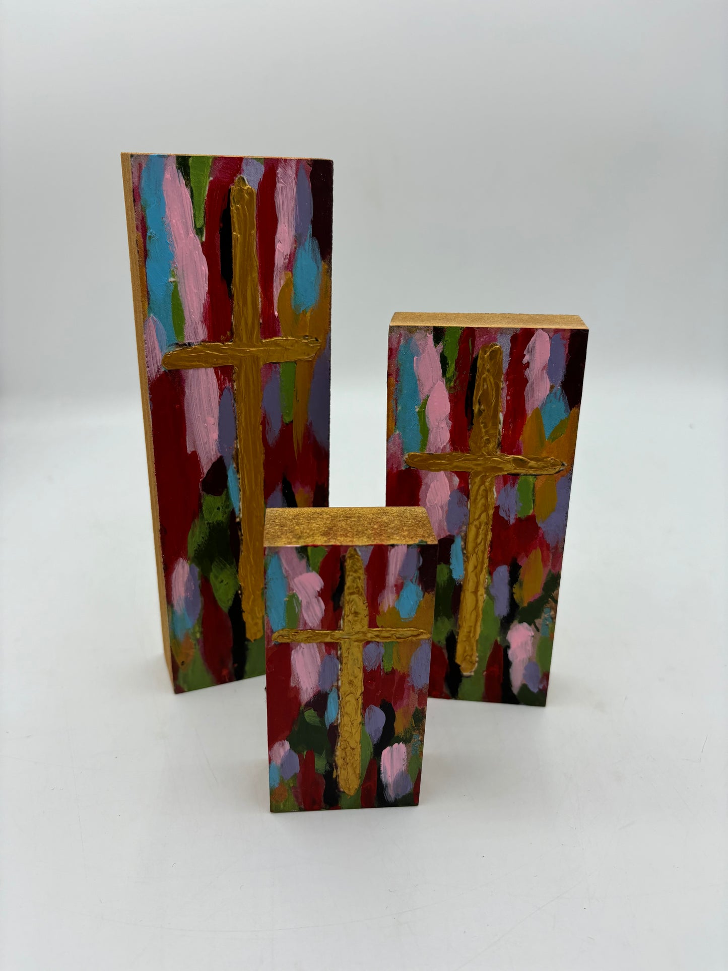 Handpainted Multicolor Wood Cross