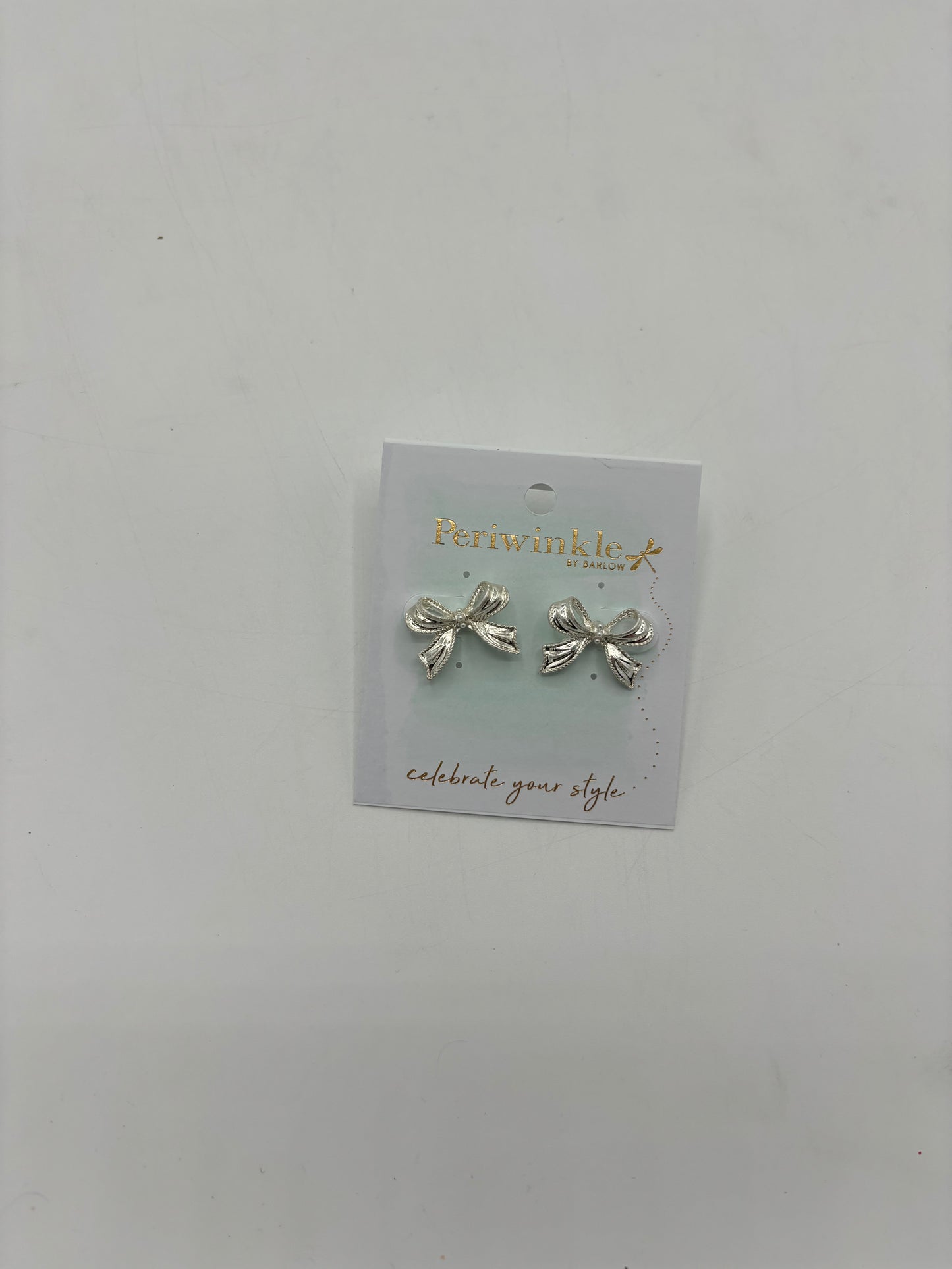 Silver and Pearl Bow Earrings