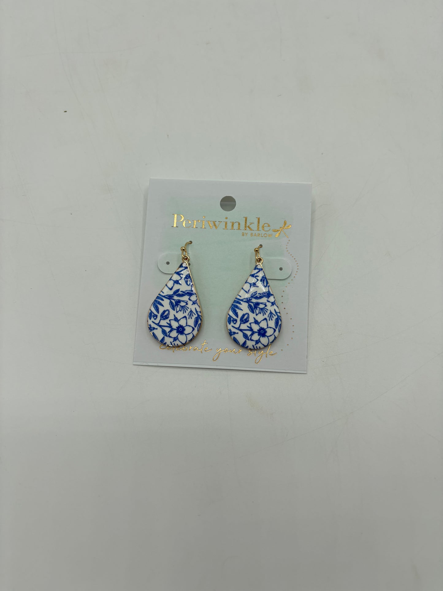 Blue and White Floral Earrings