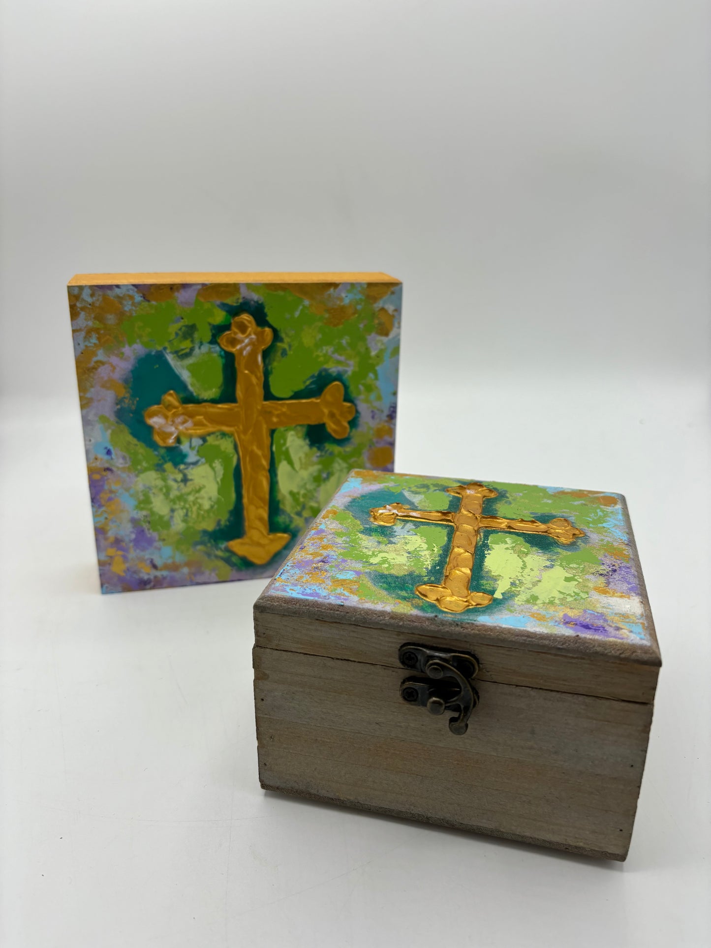 Handpainted Multicolor Wooden Cross
