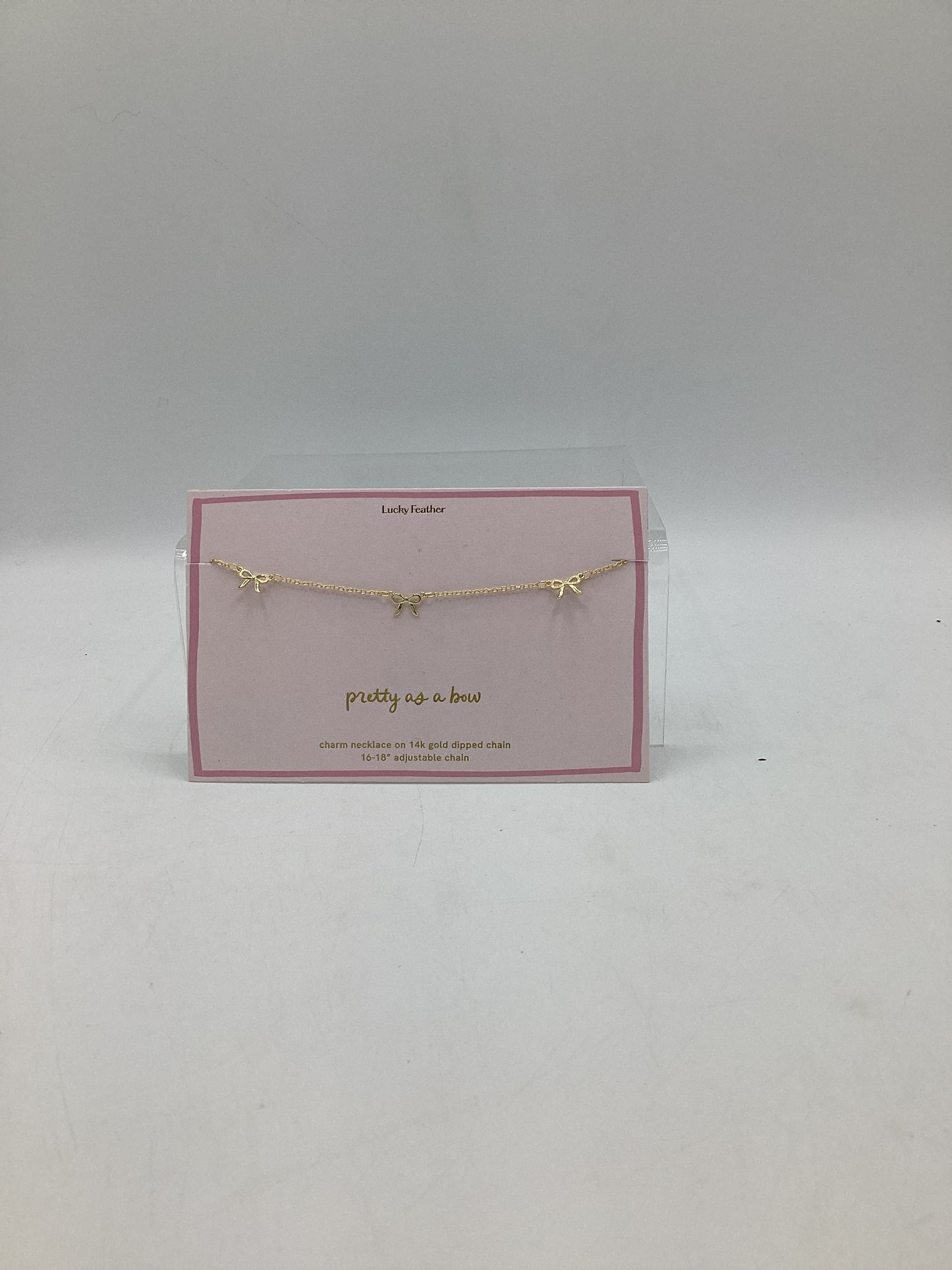 Gold bow necklace-Lucky Feather