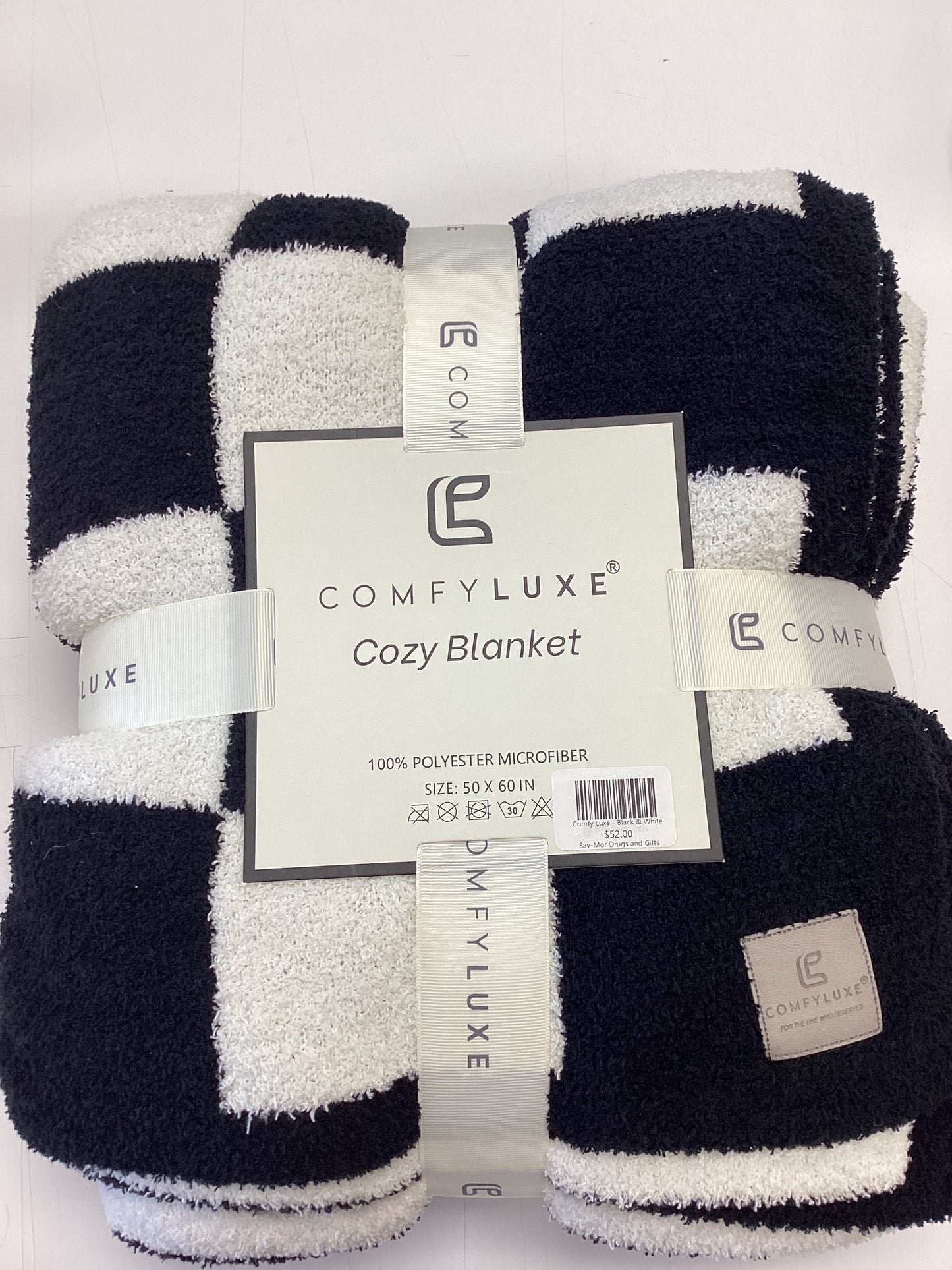 Comfy Luxe Black Blanket Checker