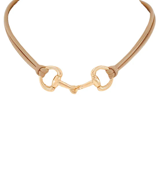 Layered Leather Horsebit Necklace
