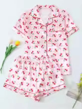 Short Slave Lounge set- Cherry Hearts