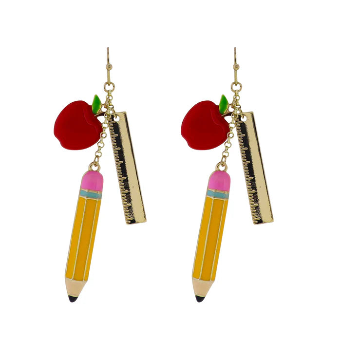 Red Apple Teacher Earrings