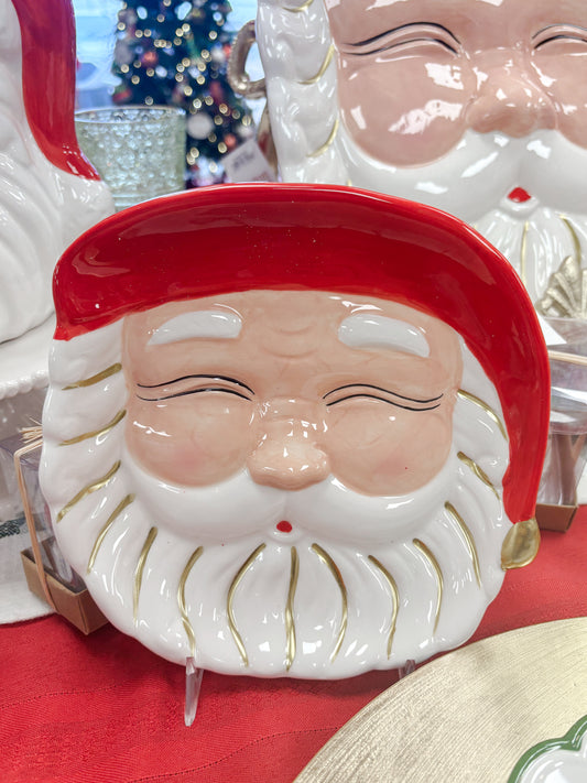 Dessert Plate- Santa- Red
