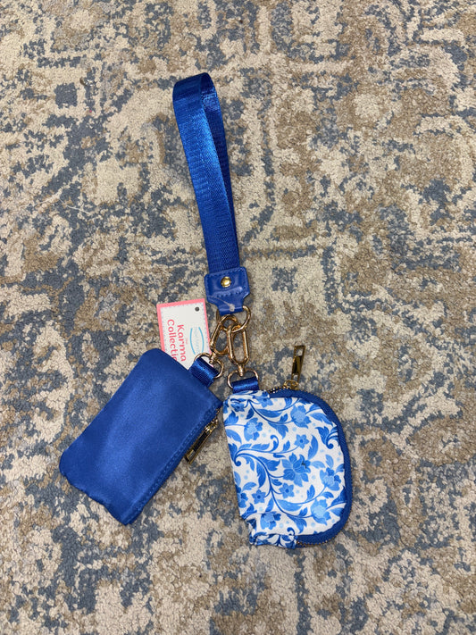 Blue floral dual wallet