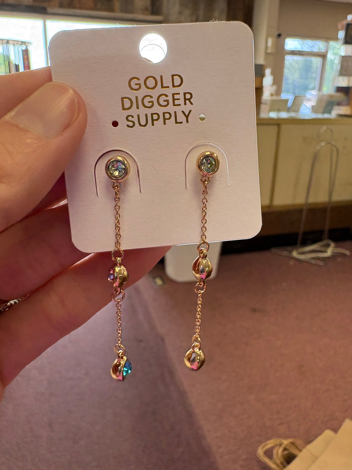 GDS 3 Gem Dangle Earrings