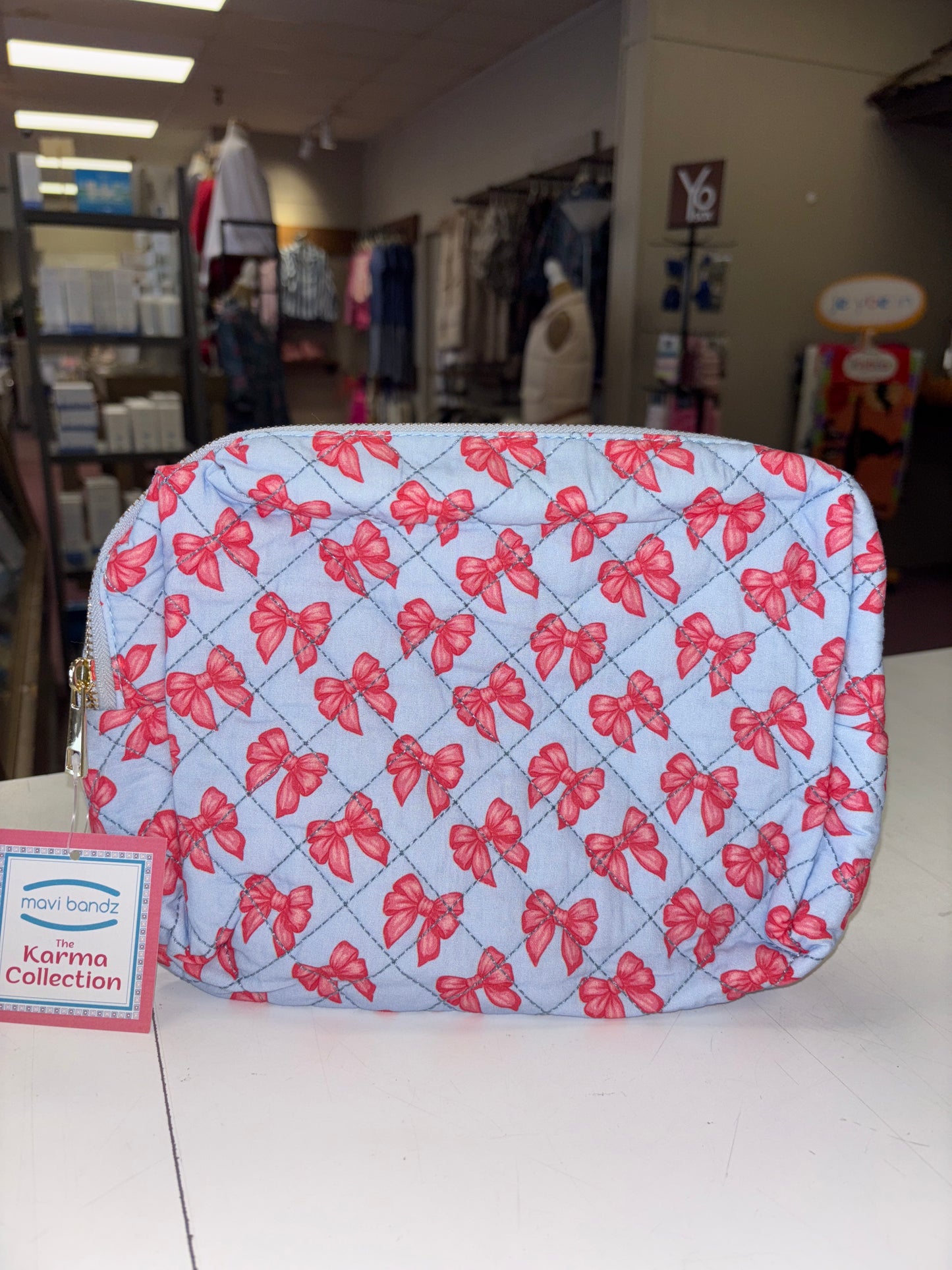 Blue bow Cosmetic bag