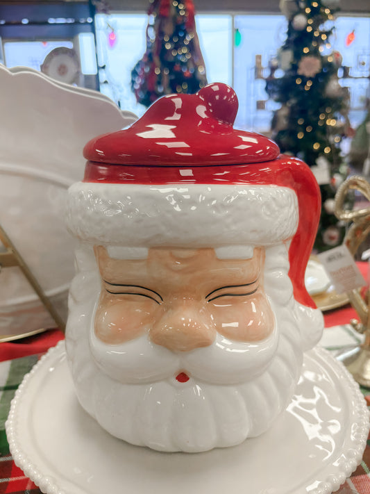Cookie Jar- Santa- Red