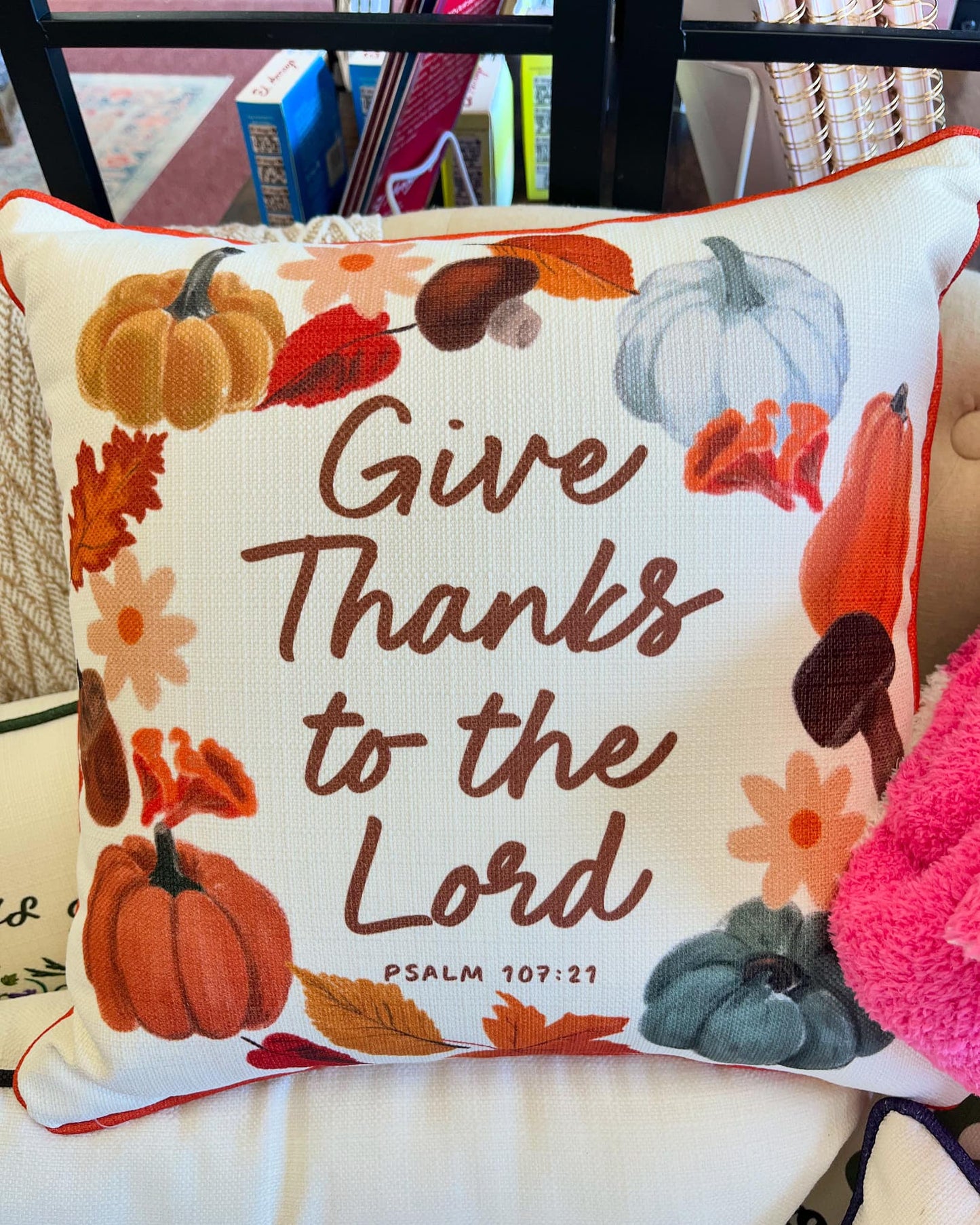 Little Birdie Give Thanks To The Lord pillow