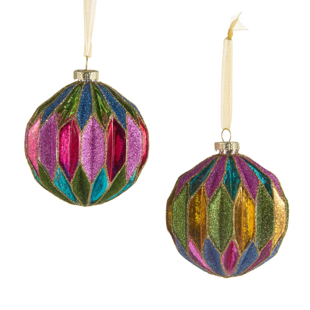 Antiqued Glitter Ball Ornament