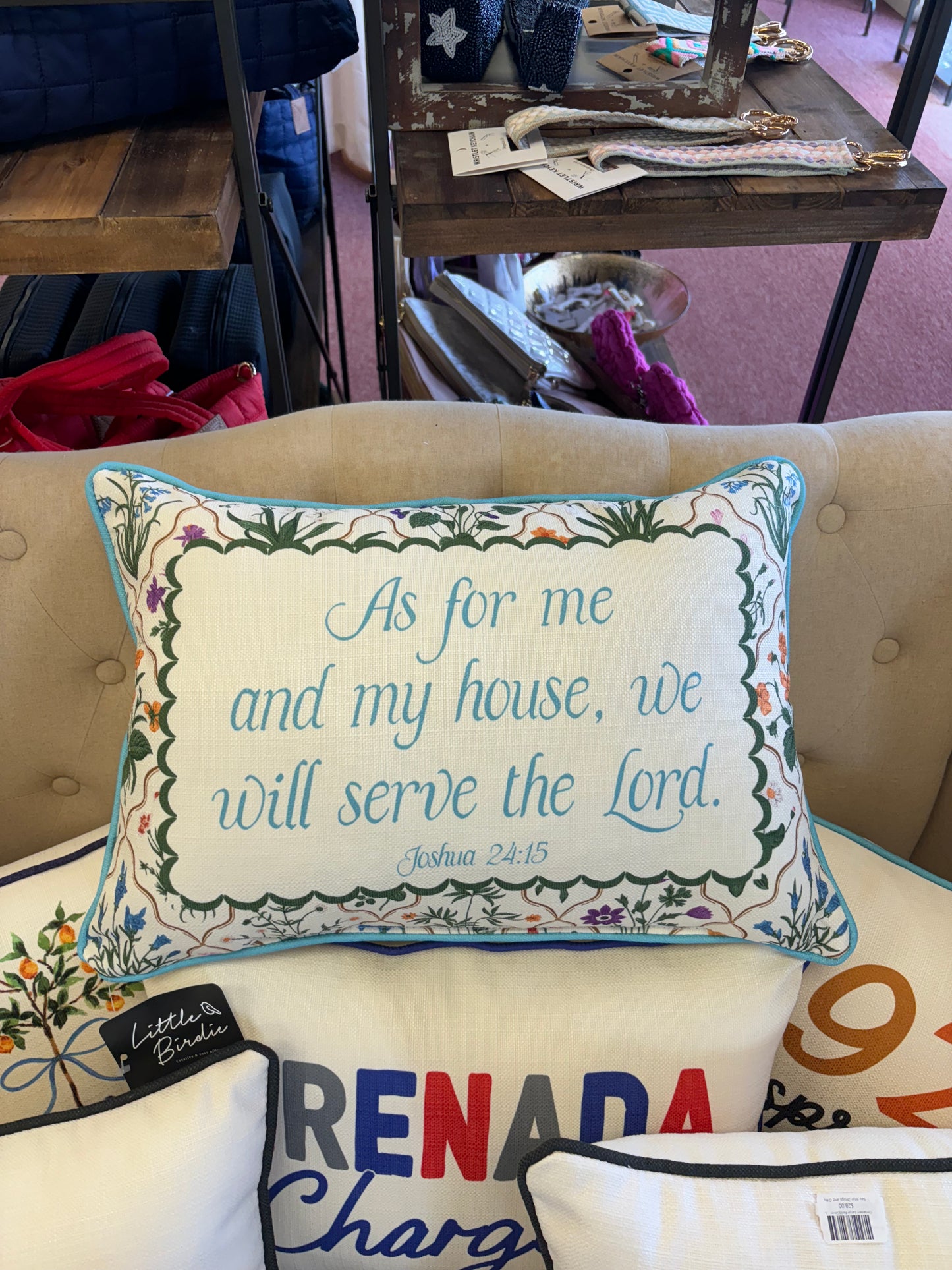 Little Birdie “As for me and my house” Pillow