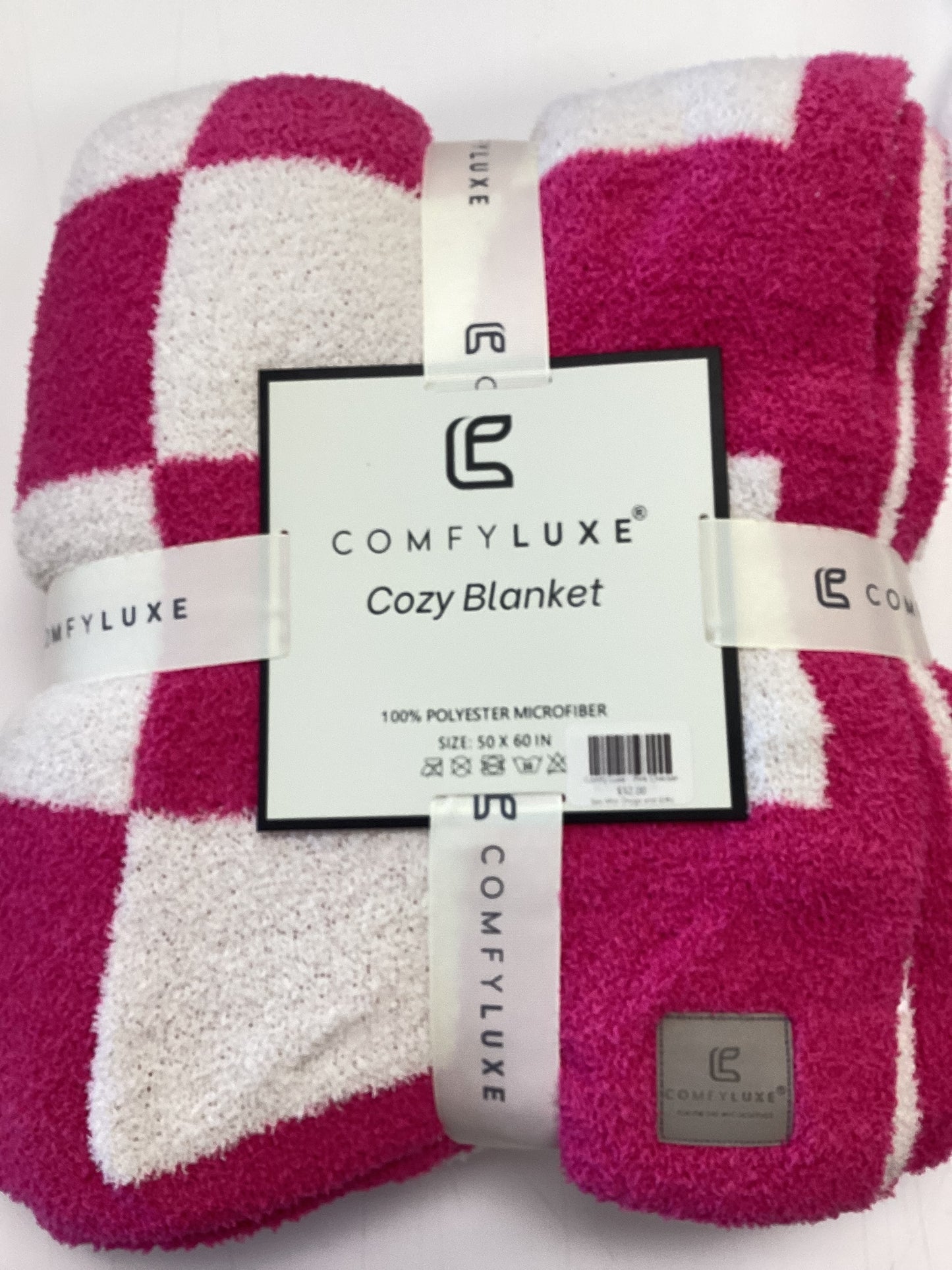 Pink Comfy Luxe Checker Blanket