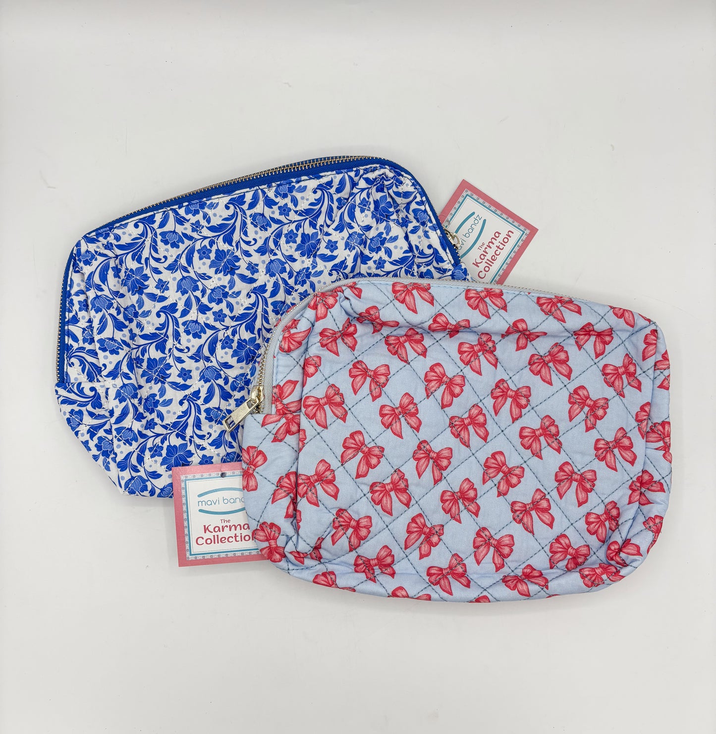 Blue floral cosmetic bag