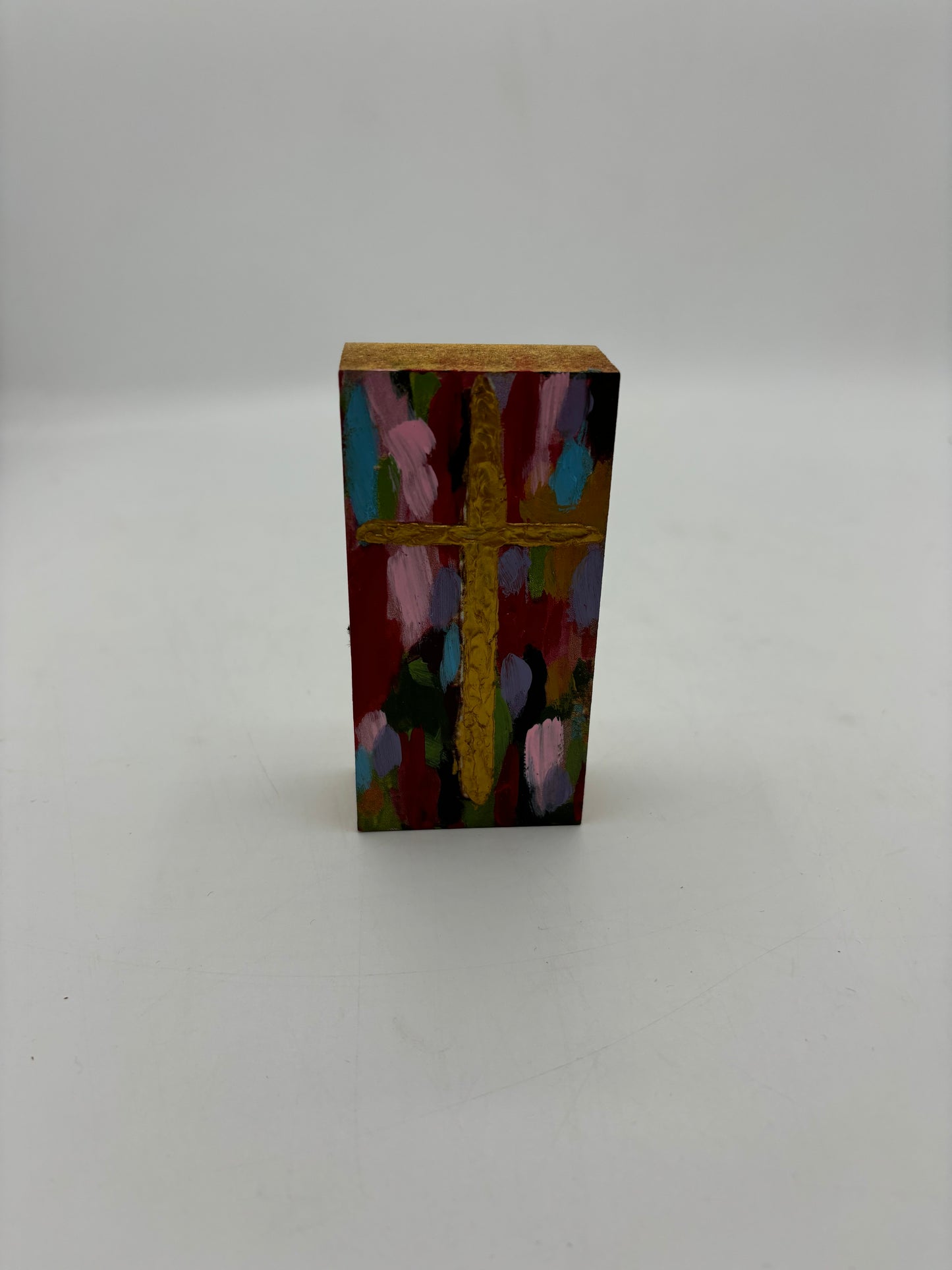 Handpainted Multicolor Wood Cross