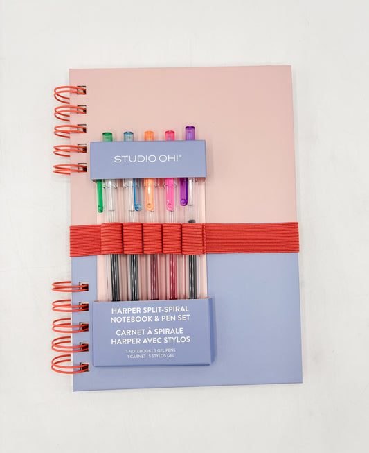 Coral and Salt Water Harper Notebook and pen