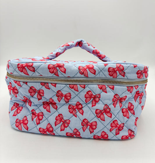 Blue bow vanity bag