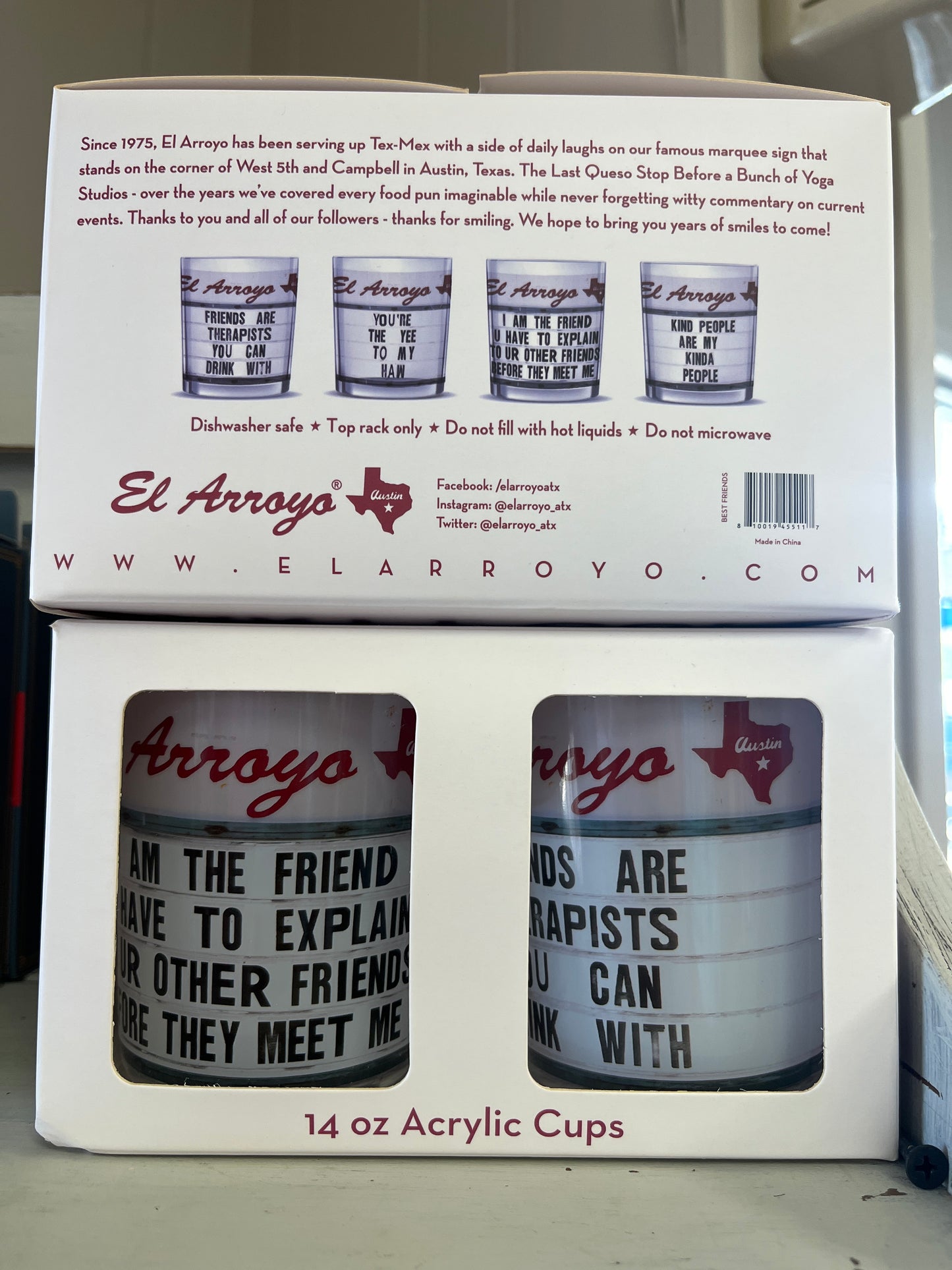 El Arroyo acrylic cups