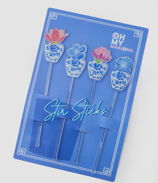 Chinoiserie jar cocktail stir sticks