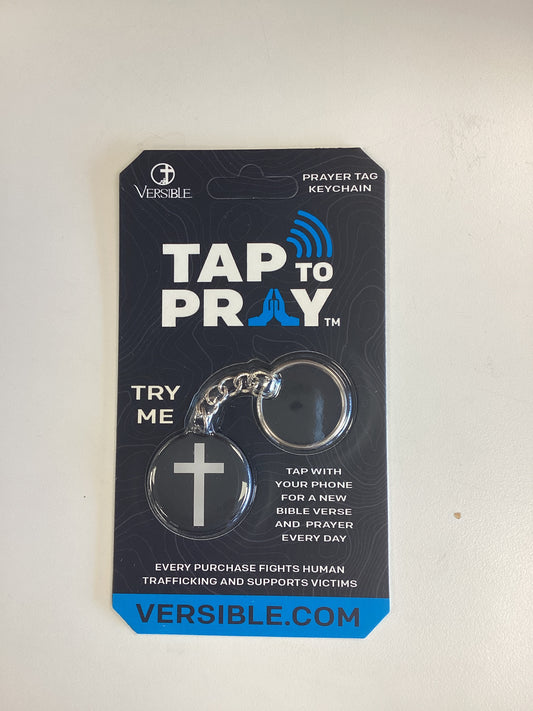 Black prayer tag keychain