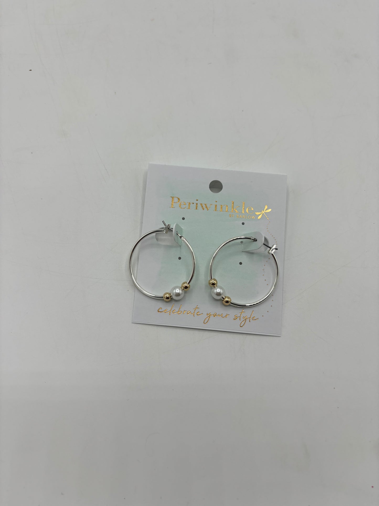 Silver Hoops with Pearls