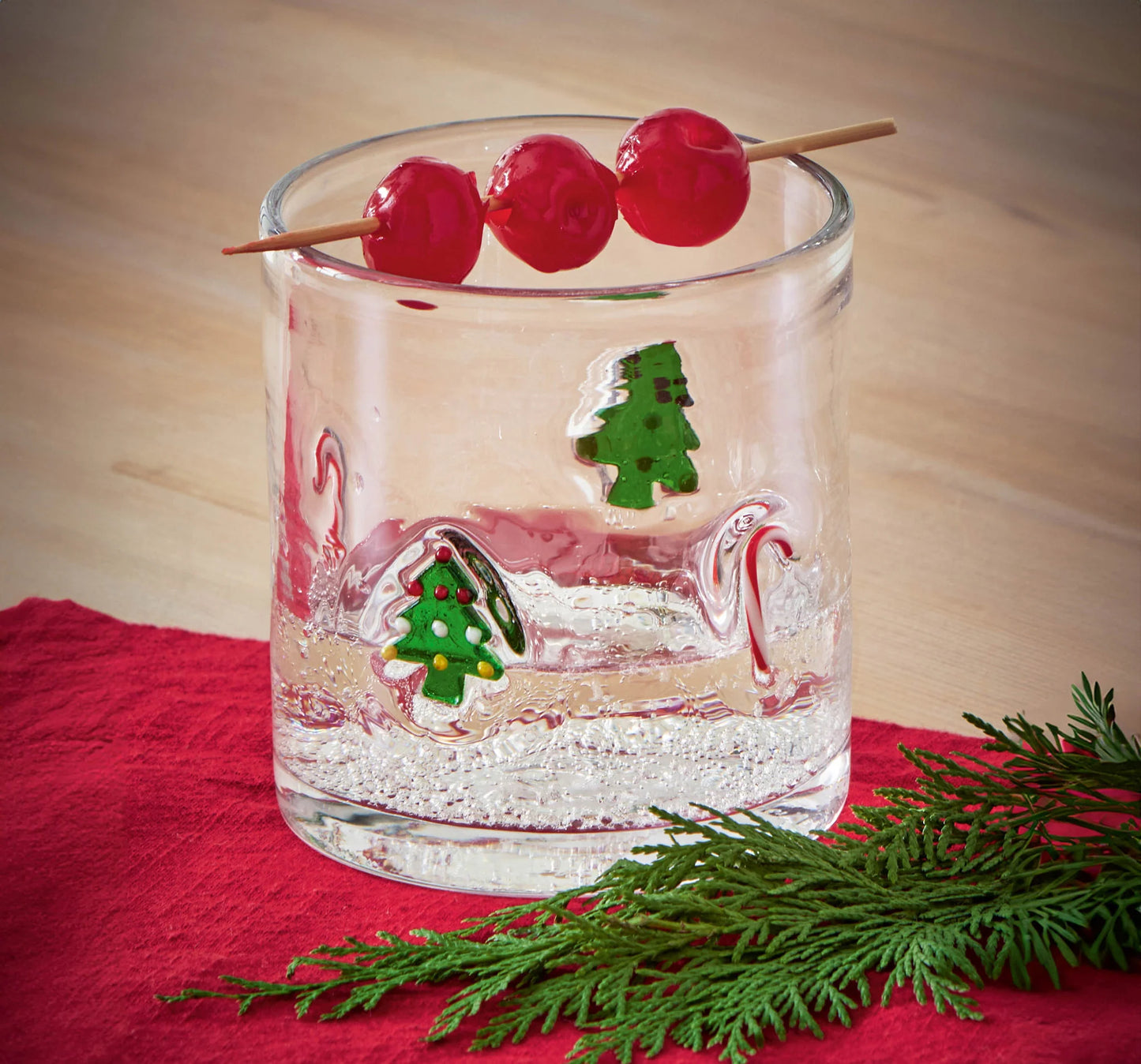 Christmas Tree & Candy Cane Glass
