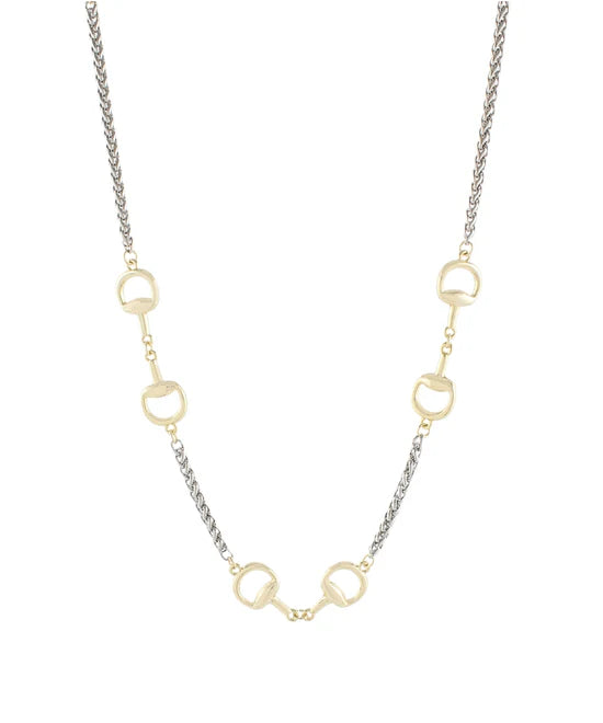 Twotone Accented Horsebit Necklace