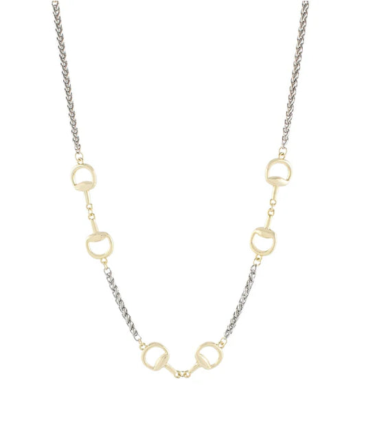 Twotone Accented Horsebit Necklace