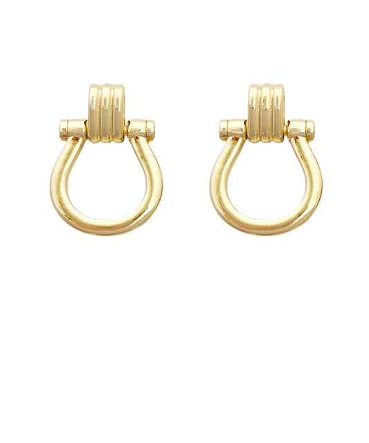 Door Knocker Horsebit Stud Earrings