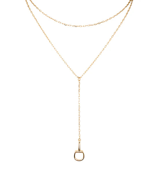 Layered End Horsebit Y Necklace