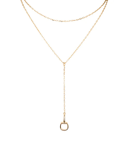 Layered End Horsebit Y Necklace