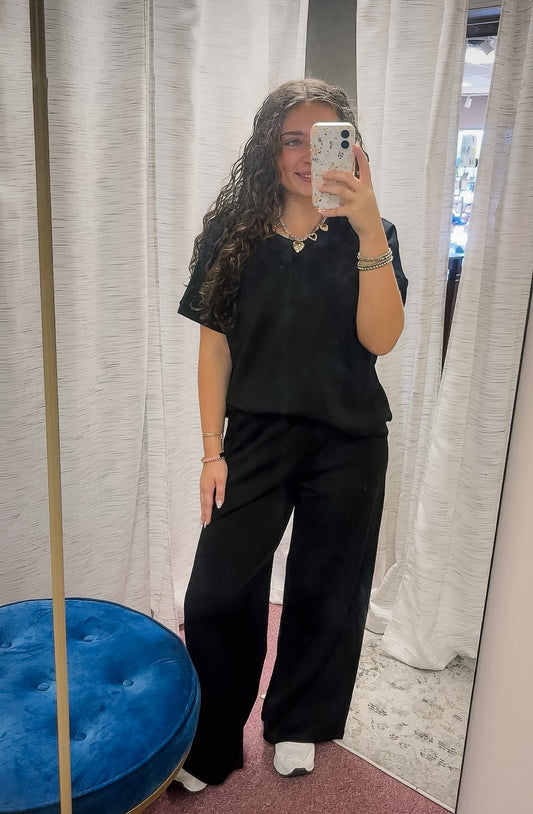 Sucba 2pc top and pant set black