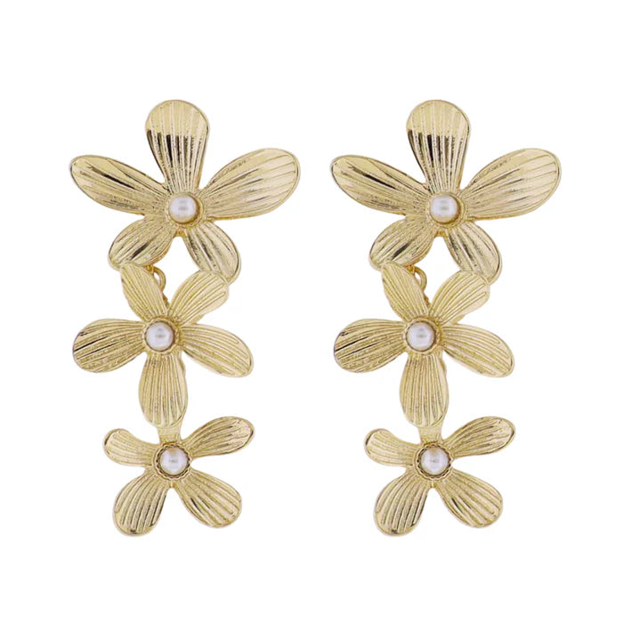 Gold Descending Flower Earring
