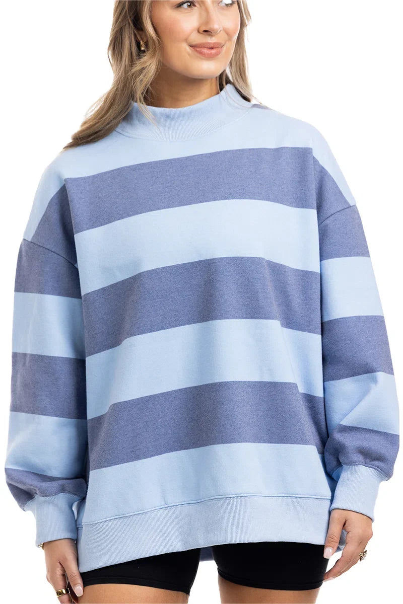 Light Blue and Navy Mockneck