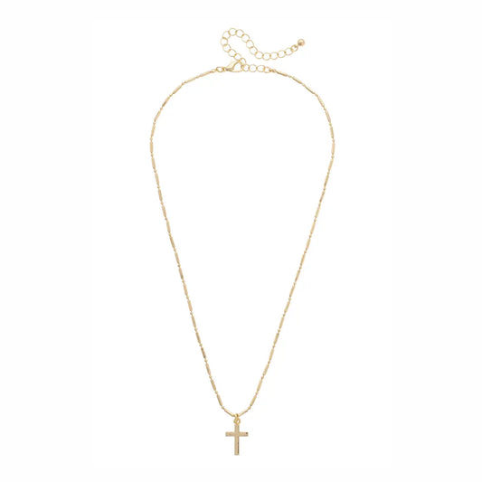 Eloise Cross Necklace in Shiny Gold
