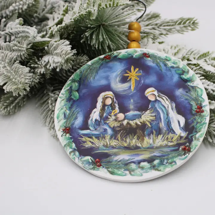 Holy Family Midnight Sky Ball Ornament